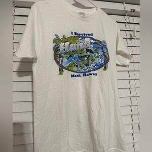 Small, white, graphic t-shirt